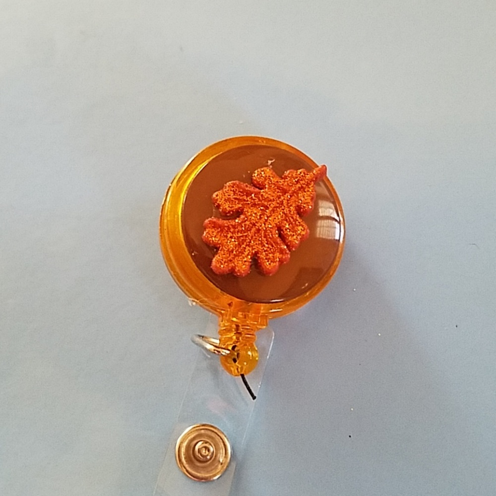 Fall Leaf Retractable Name Badge Holder